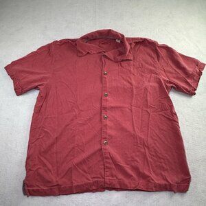 Tommy Bahama Men's XL Red Silk Button Up Pocket Textured Beach Summer
